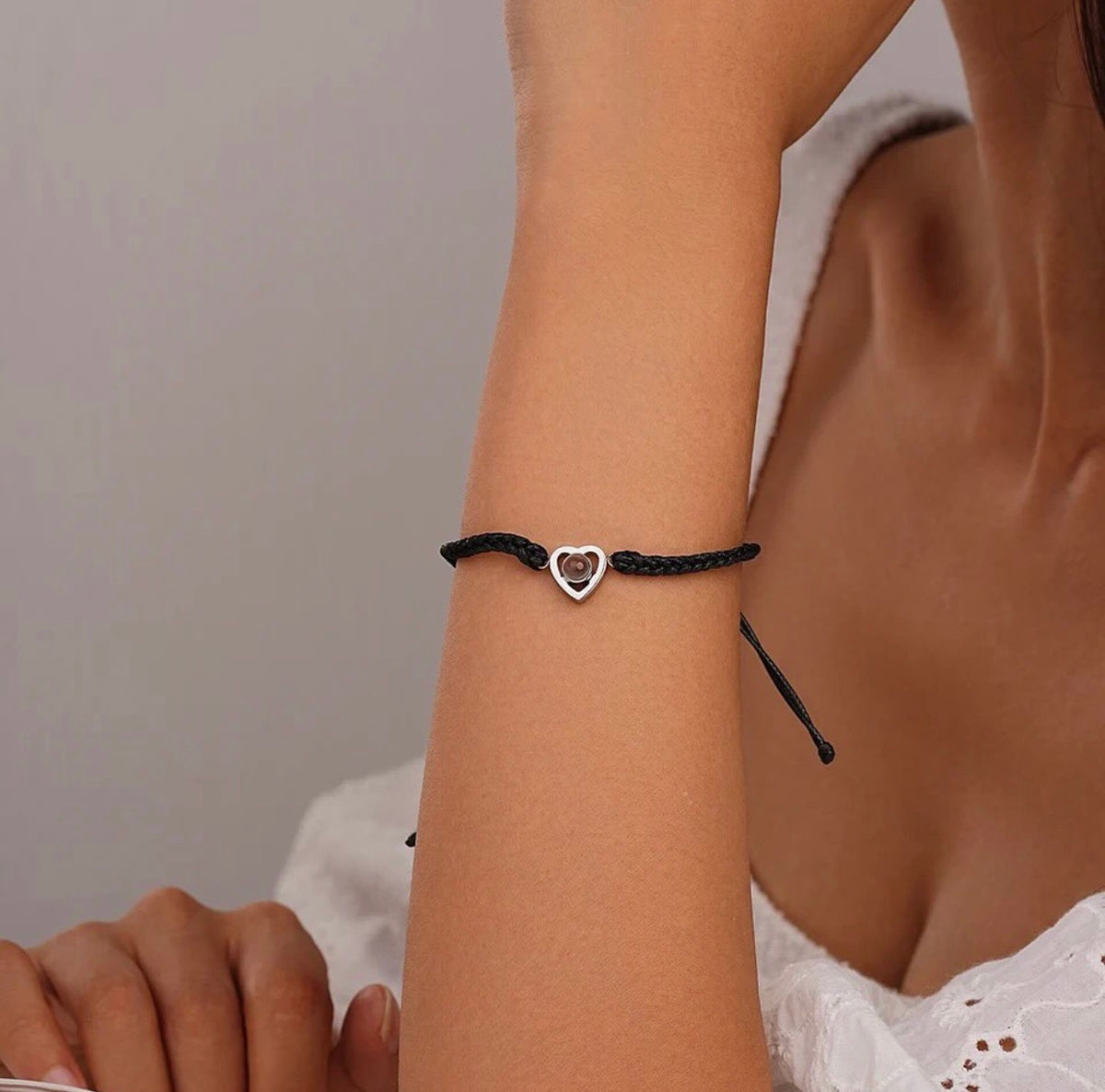 Pulsera de corazón con foto personalizada de proyección