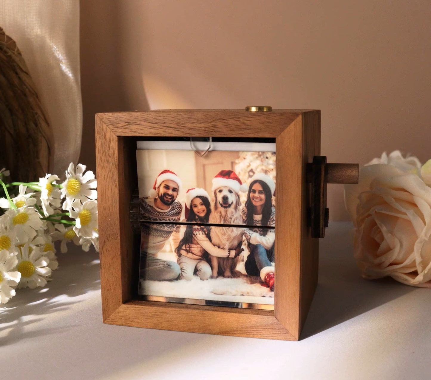 Cubo giratorio de fotos personalizada con luz