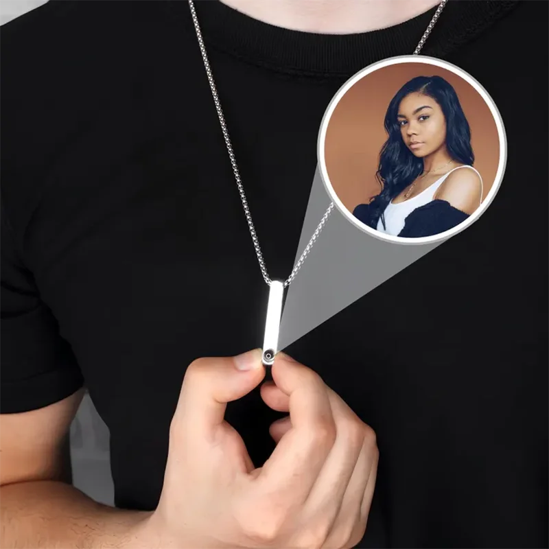 Collar de Barra Recta con Foto Personalizada y Proyección