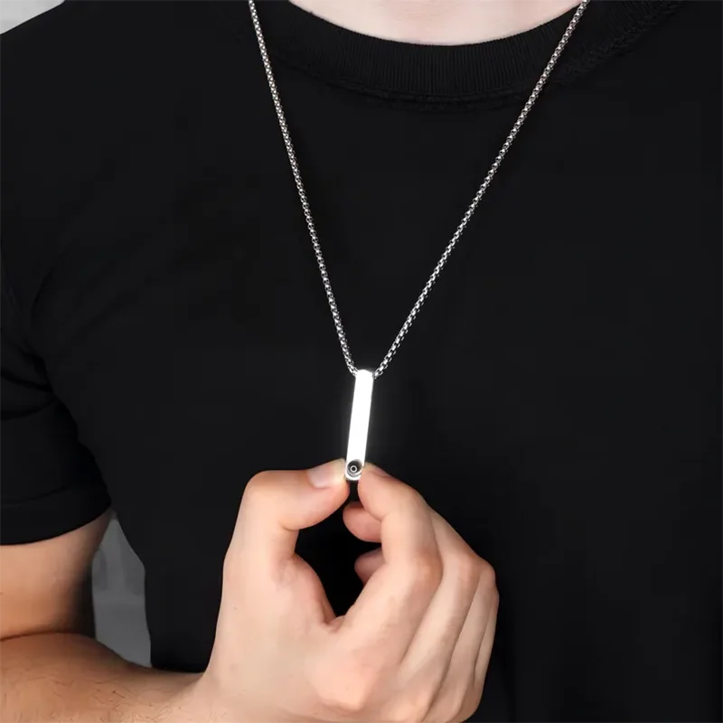 Collar de Barra Recta con Foto Personalizada y Proyección