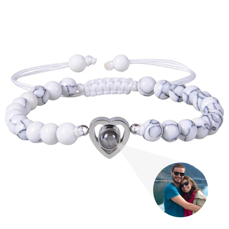 Pulsera de cuentas naturales personalizada con imagen de proyección