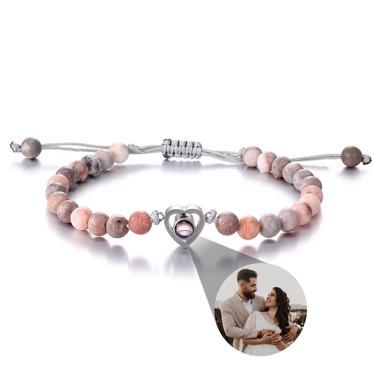 Pulsera de piedras naturales con foto de proyección personalizada