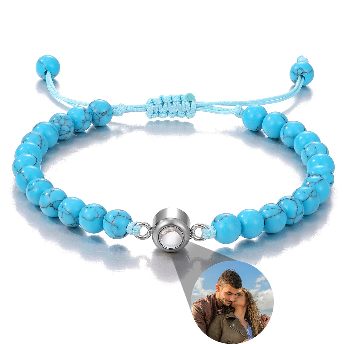 Pulsera de piedras naturales con foto de proyección personalizada