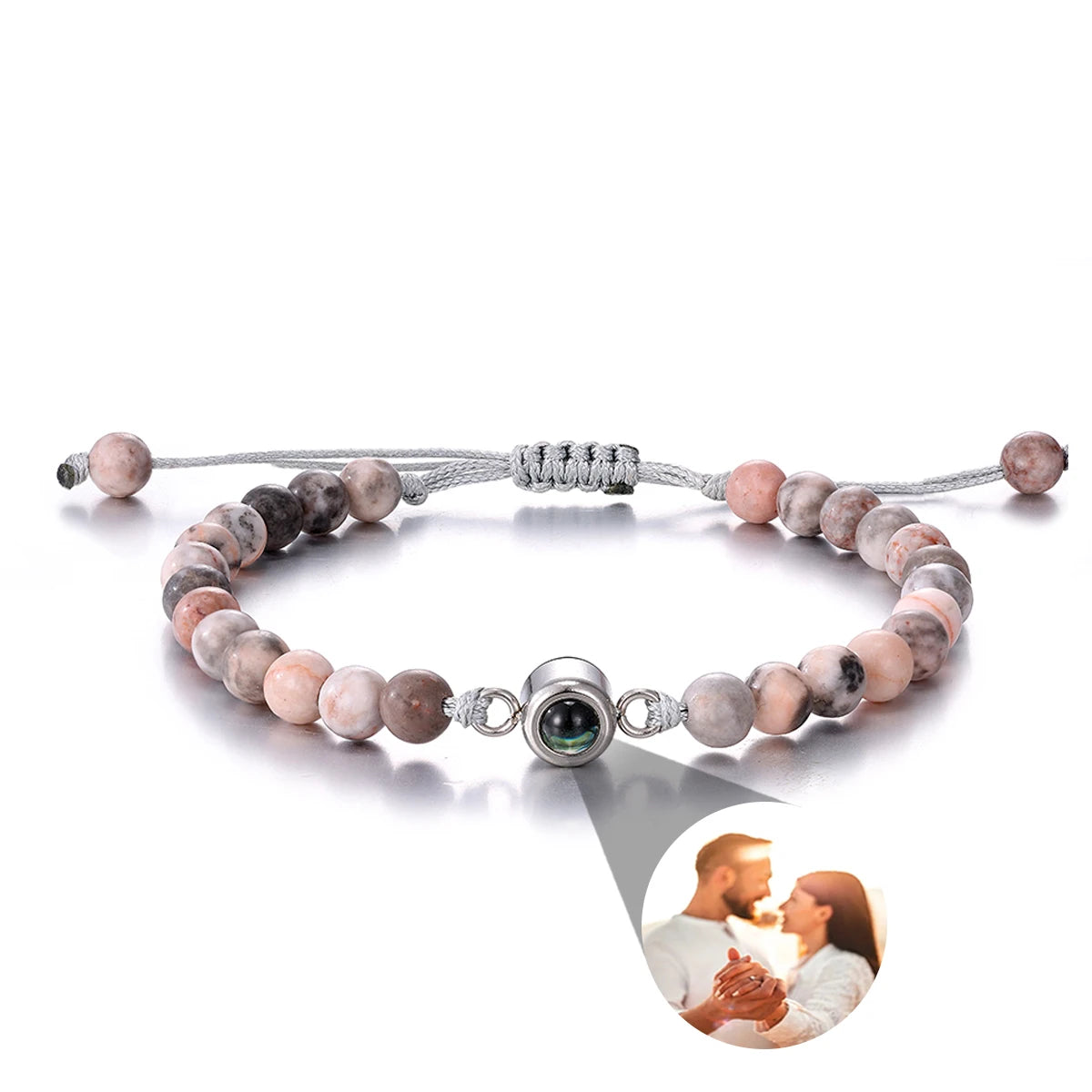 Pulsera de piedras naturales con foto de proyección personalizada