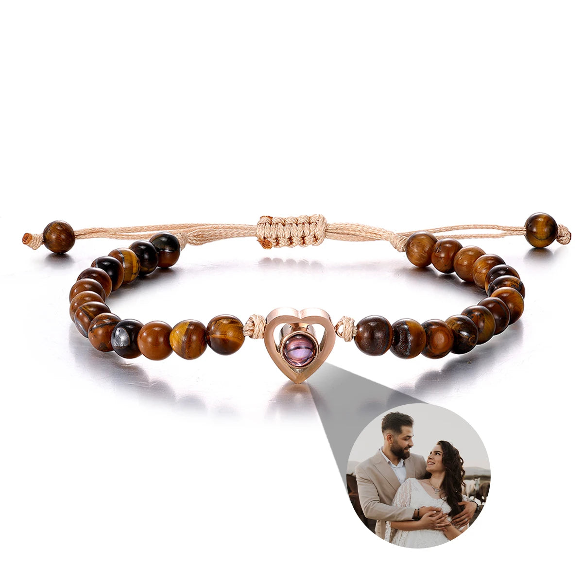 Pulsera de piedras naturales con foto de proyección personalizada