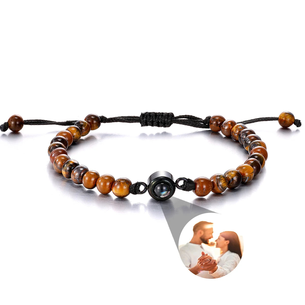 Pulsera de piedras naturales con foto de proyección personalizada