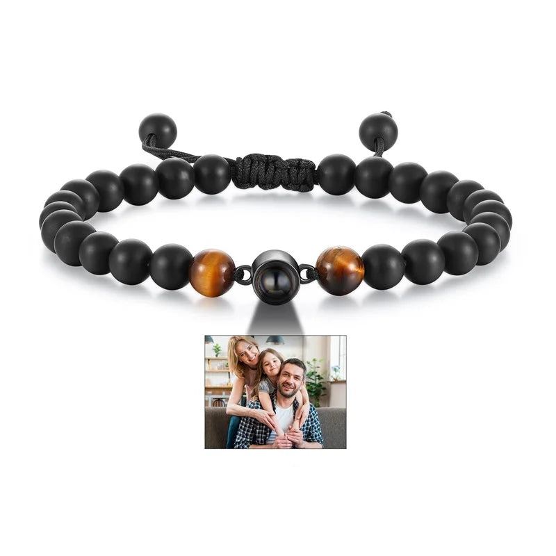 Pulsera de piedras naturales con foto de proyección personalizada