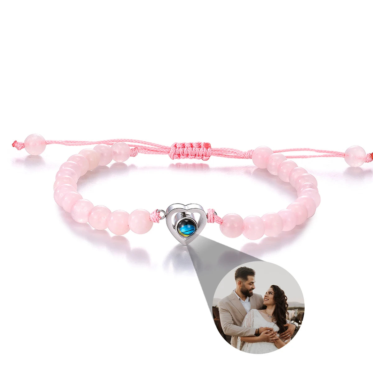 Pulsera de piedras naturales con foto de proyección personalizada