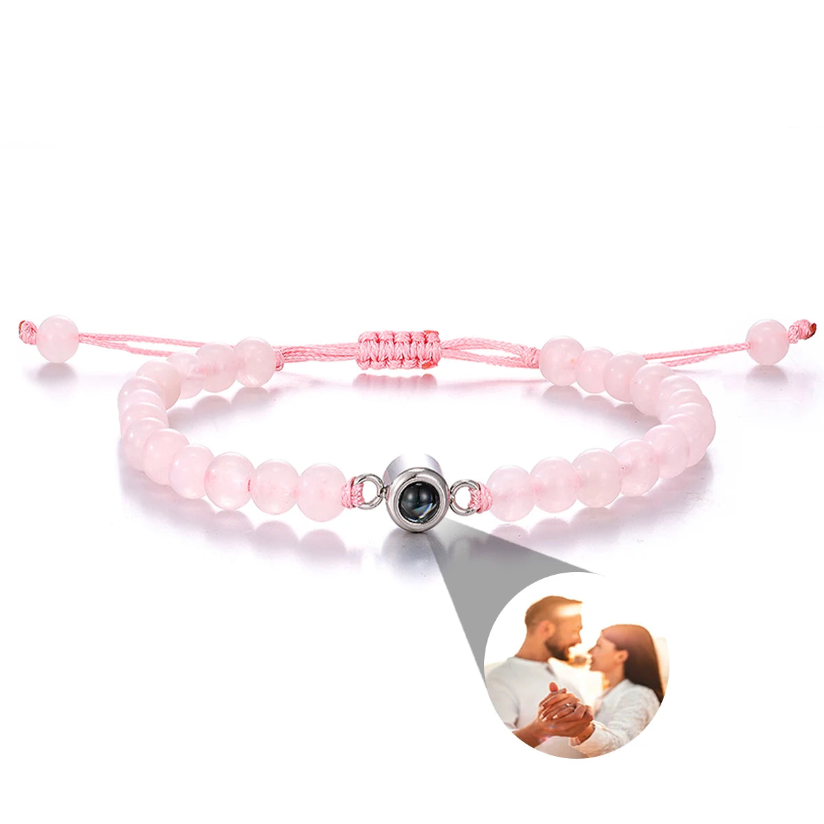 Pulsera de piedras naturales con foto de proyección personalizada