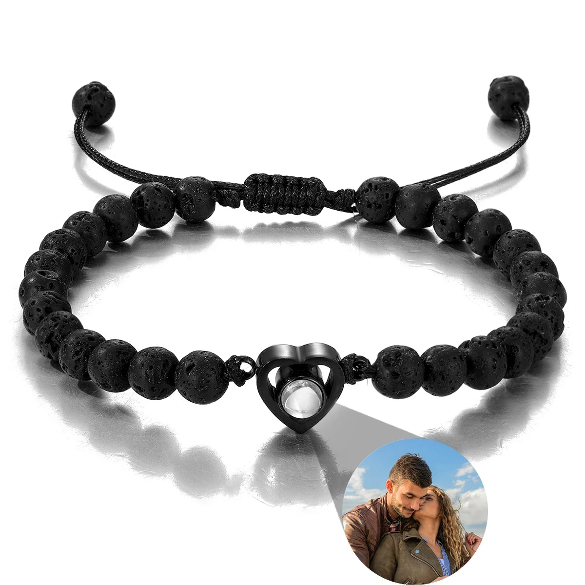 Pulsera de piedras naturales con foto de proyección personalizada