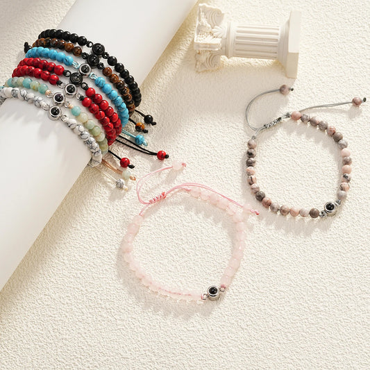Pulsera de piedras naturales con foto de proyección personalizada