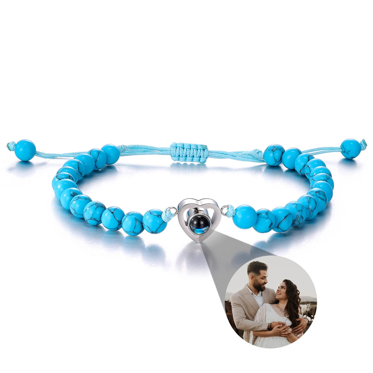 Pulsera de piedras naturales con foto de proyección personalizada