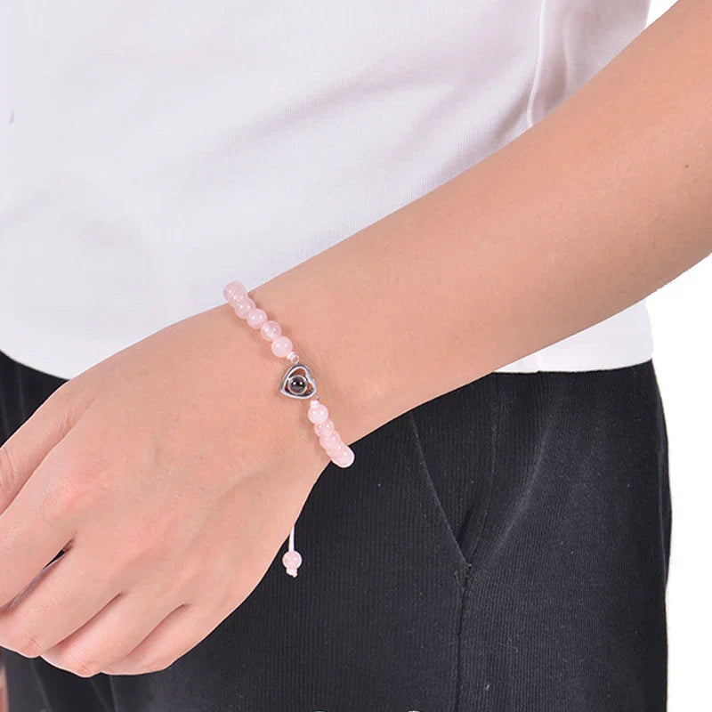 Pulsera de cuentas naturales personalizada con imagen de proyección