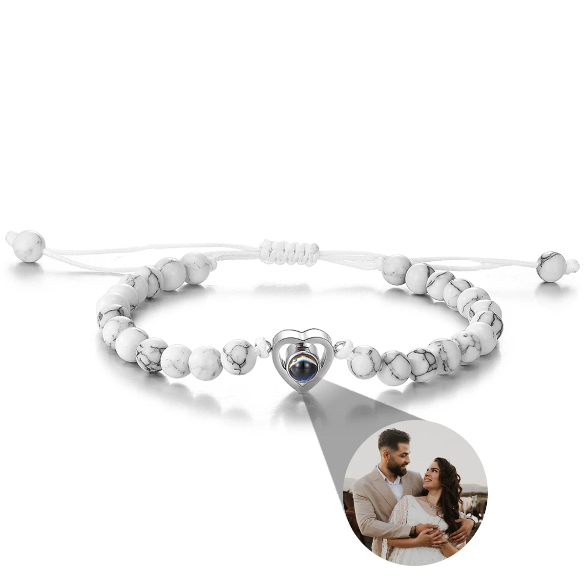 Pulsera de piedras naturales con foto de proyección personalizada