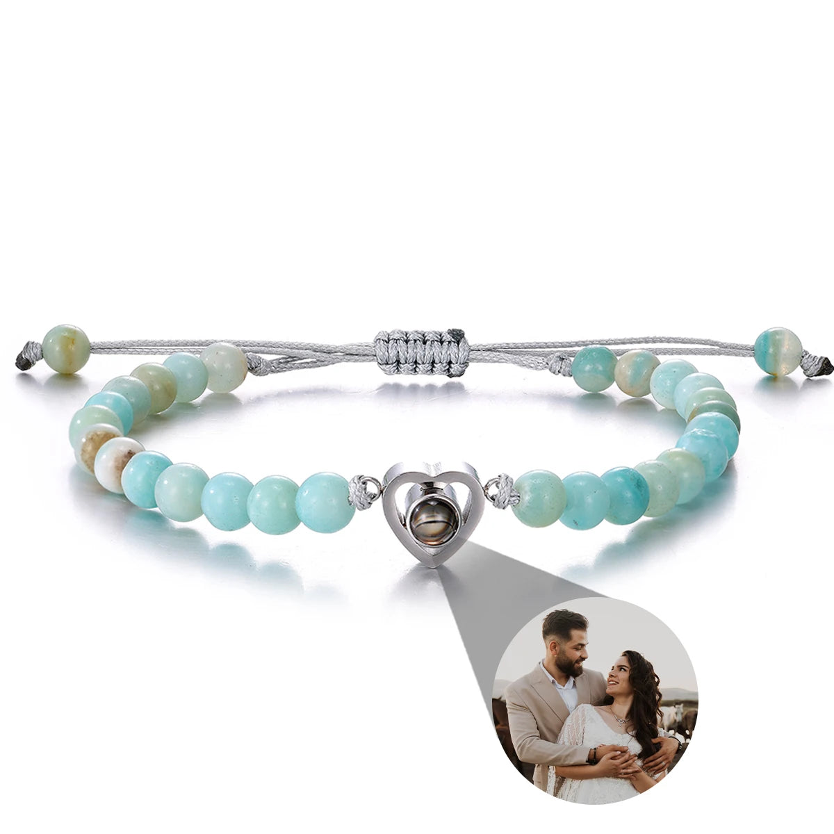Pulsera de piedras naturales con foto de proyección personalizada