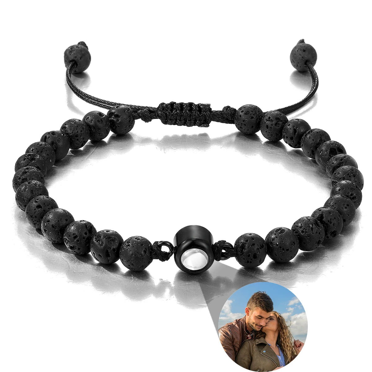 Pulsera de piedras naturales con foto de proyección personalizada