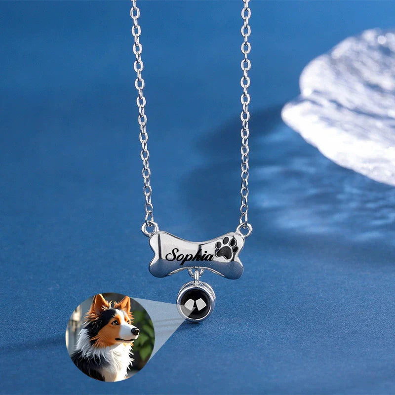 Collar personalizado huellita de amor con proyección de foto
