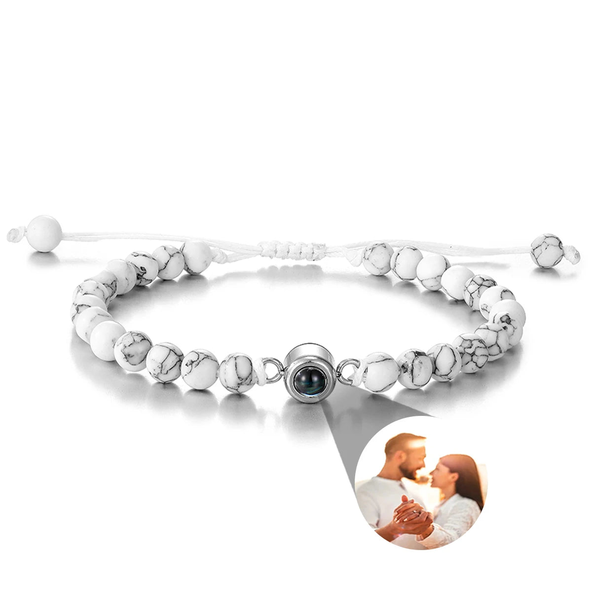 Pulsera de piedras naturales con foto de proyección personalizada