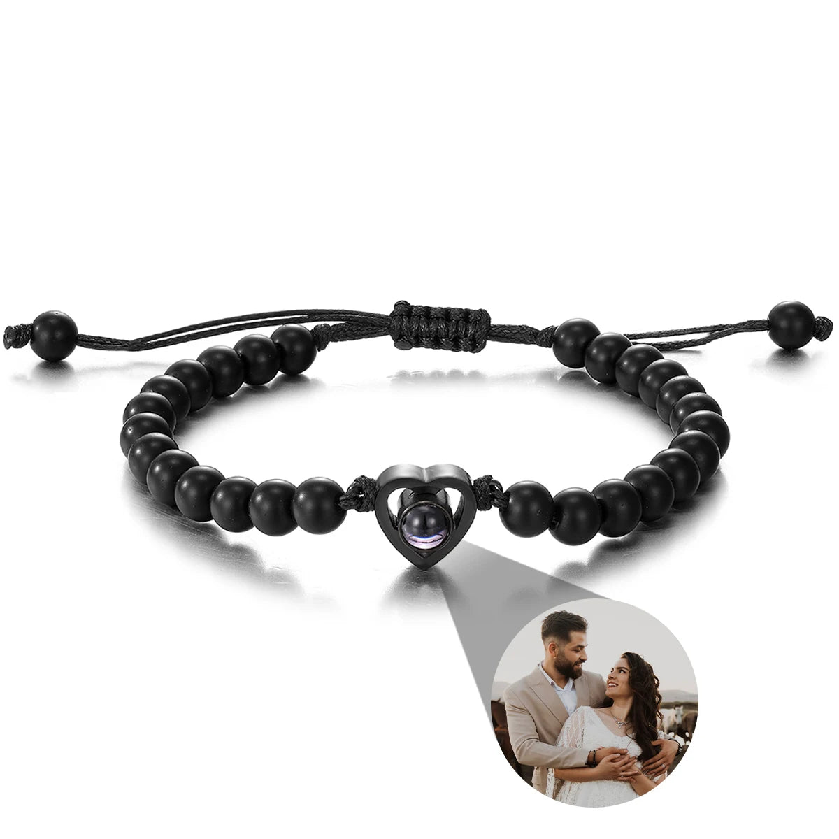Pulsera de piedras naturales con foto de proyección personalizada