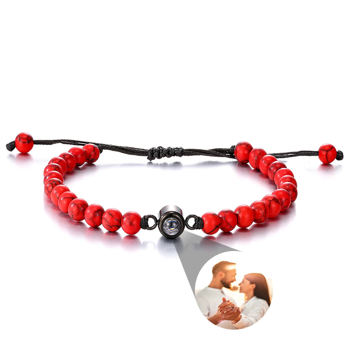 Pulsera de piedras naturales con foto de proyección personalizada
