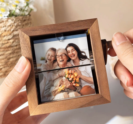 Cubo giratorio de fotos personalizada con luz