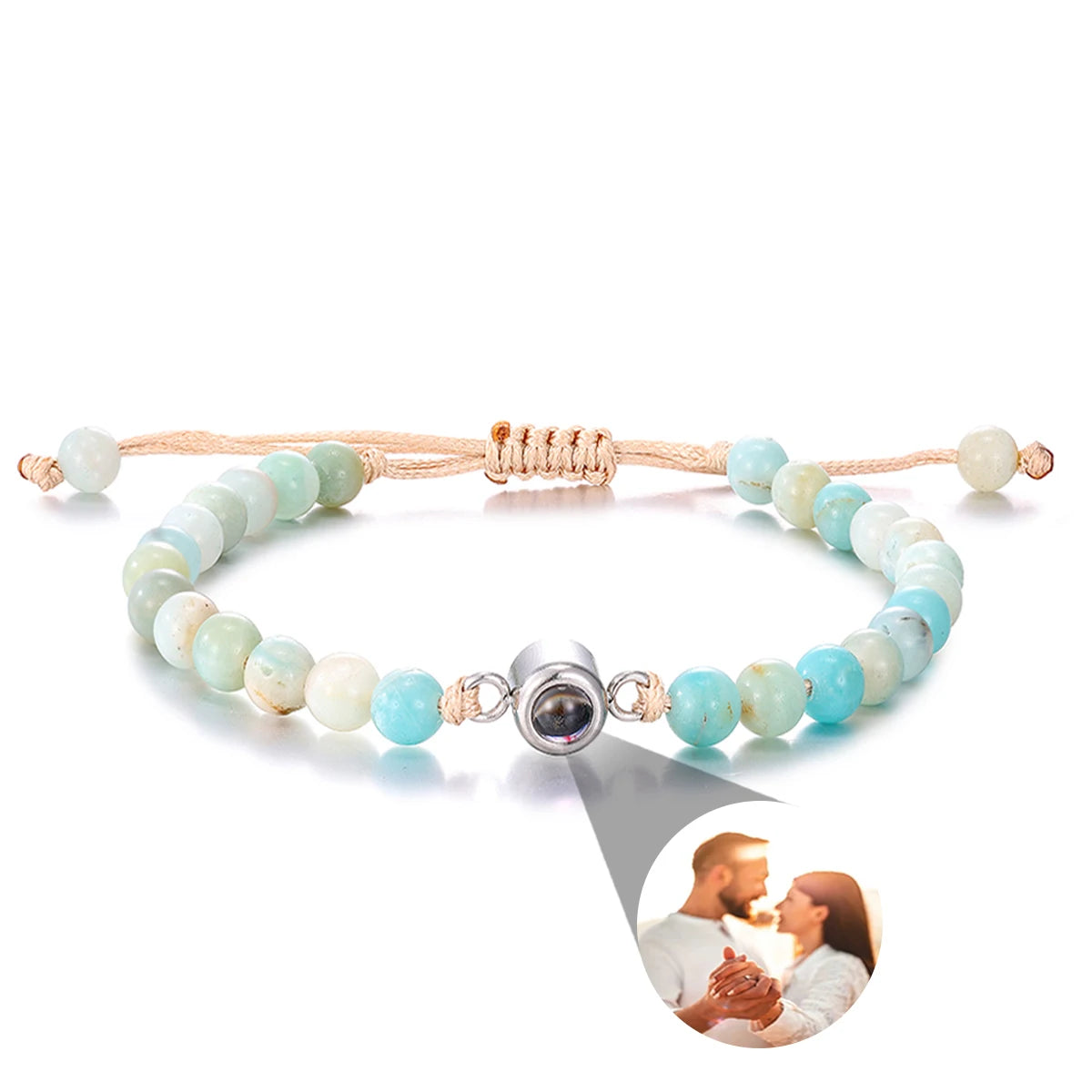 Pulsera de piedras naturales con foto de proyección personalizada