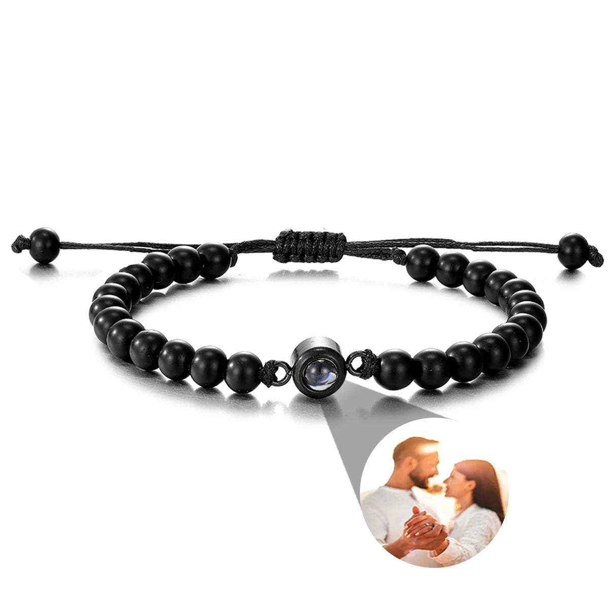 Pulsera de piedras naturales con foto de proyección personalizada
